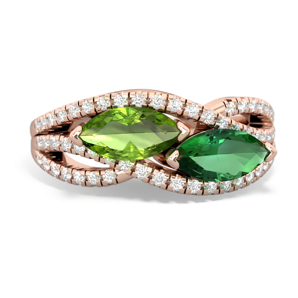 Peridot Diamond Rivers 14K Rose Gold ring R3070