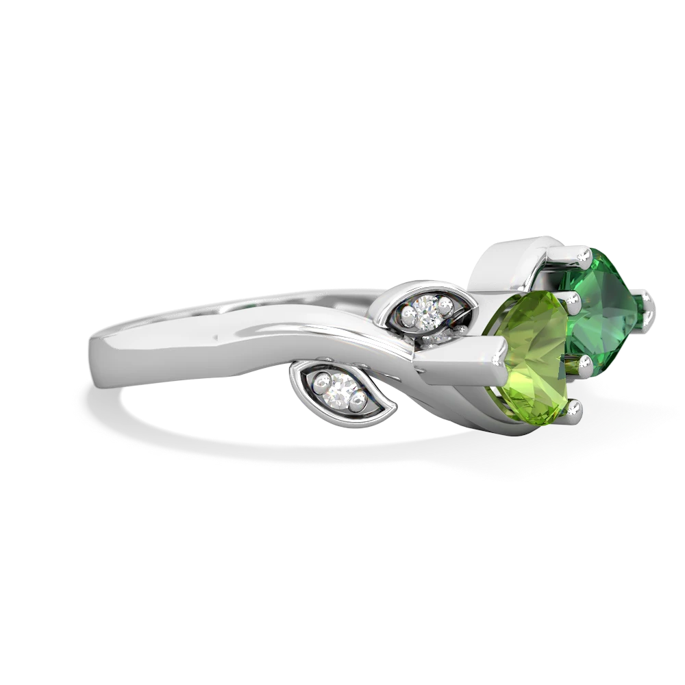 Peridot Floral Elegance 14K White Gold ring R5790