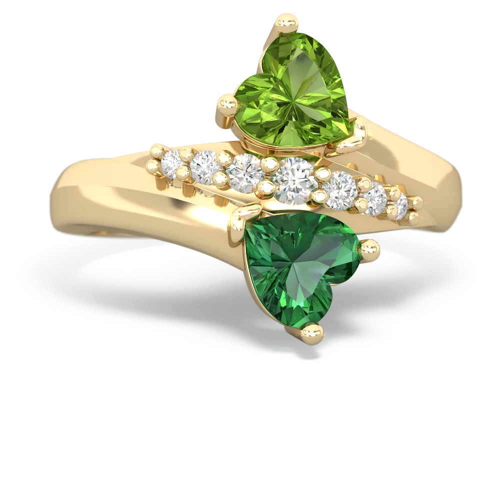 Peridot Heart To Heart 14K Yellow Gold ring R2064