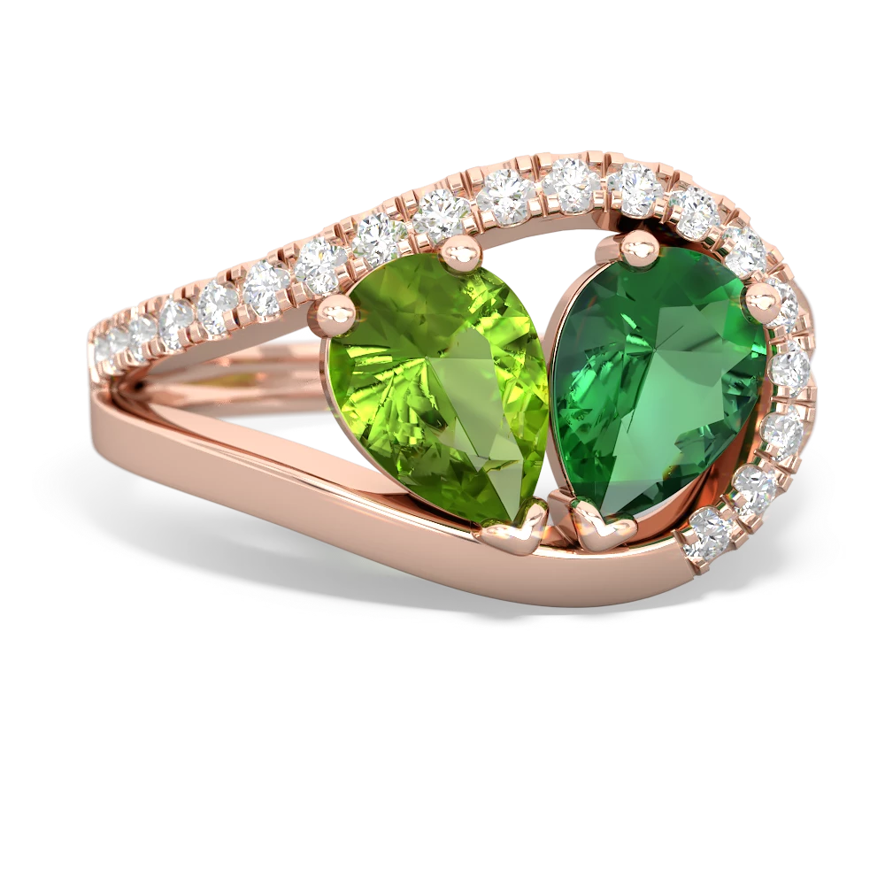 Peridot Nestled Heart Keepsake 14K Rose Gold ring R5650