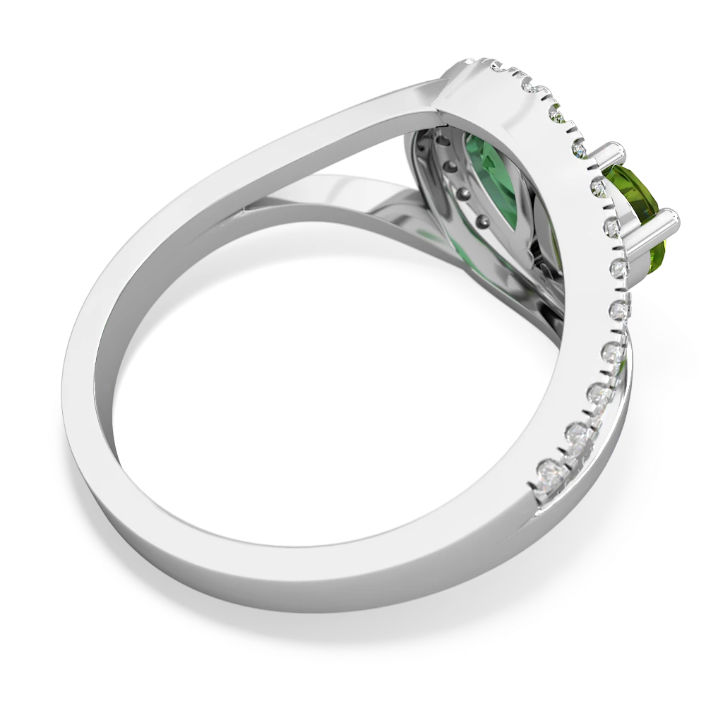 Peridot Nestled Heart Keepsake 14K White Gold ring R5650