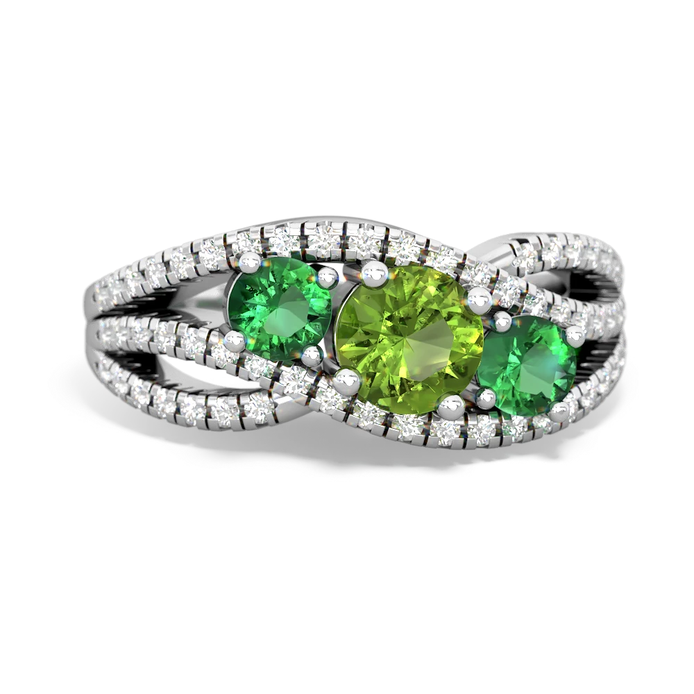 Peridot Three Stone Aurora 14K White Gold ring R3080