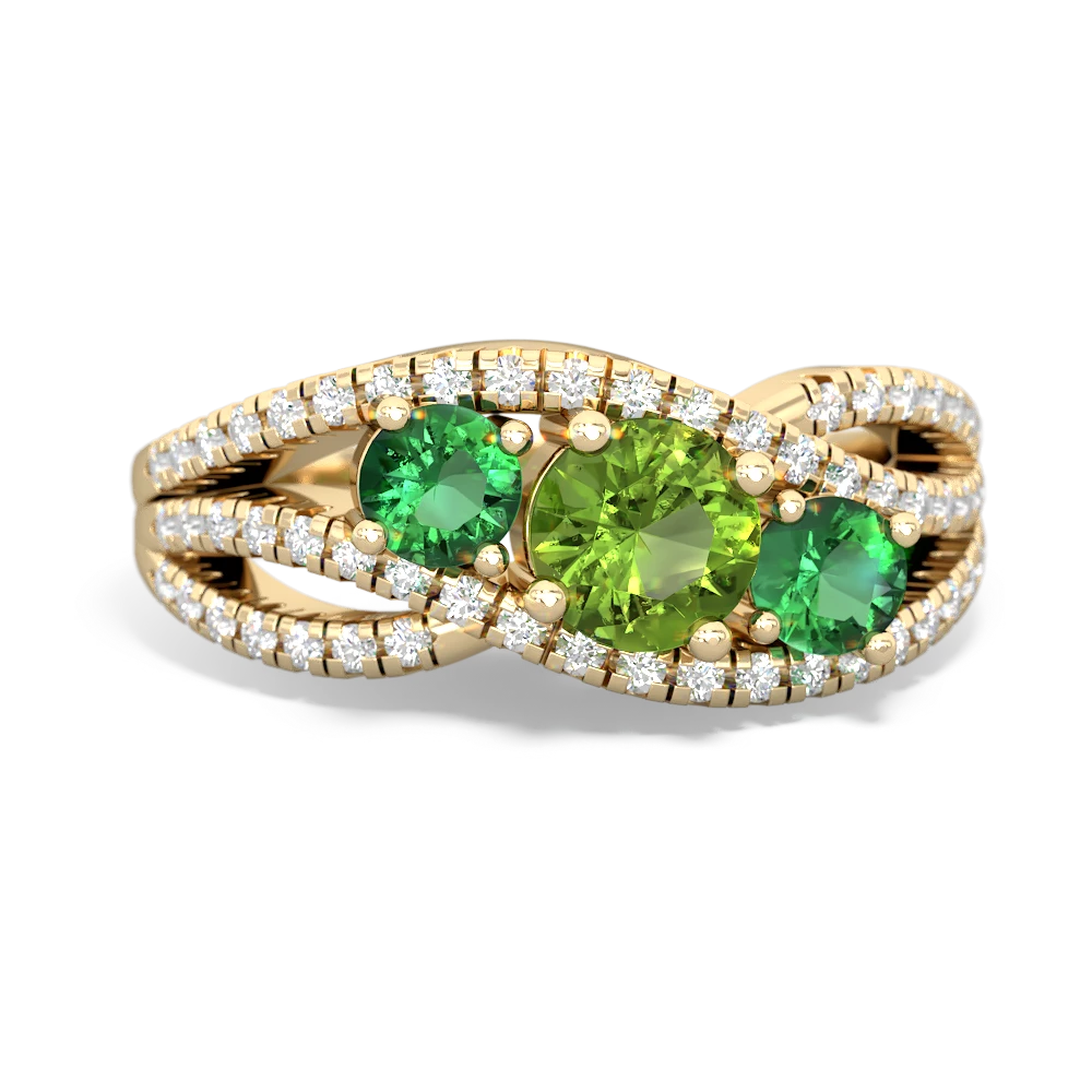 Peridot Three Stone Aurora 14K Yellow Gold ring R3080