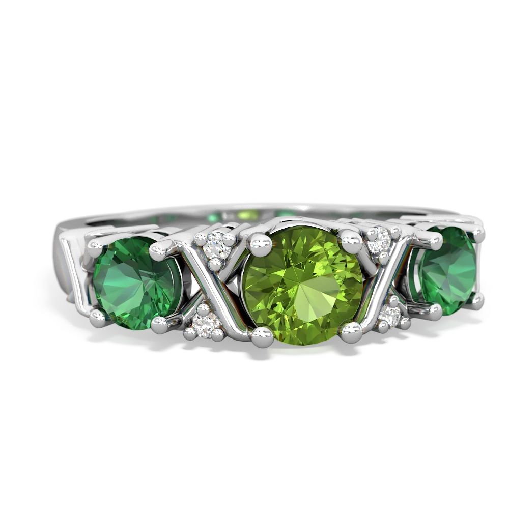 Peridot Hugs And Kisses 14K White Gold ring R5016