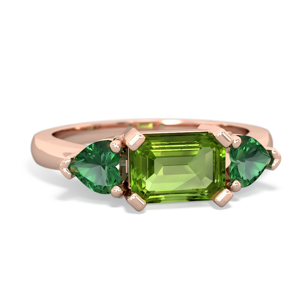 Peridot Three Stone 14K Rose Gold ring R5235