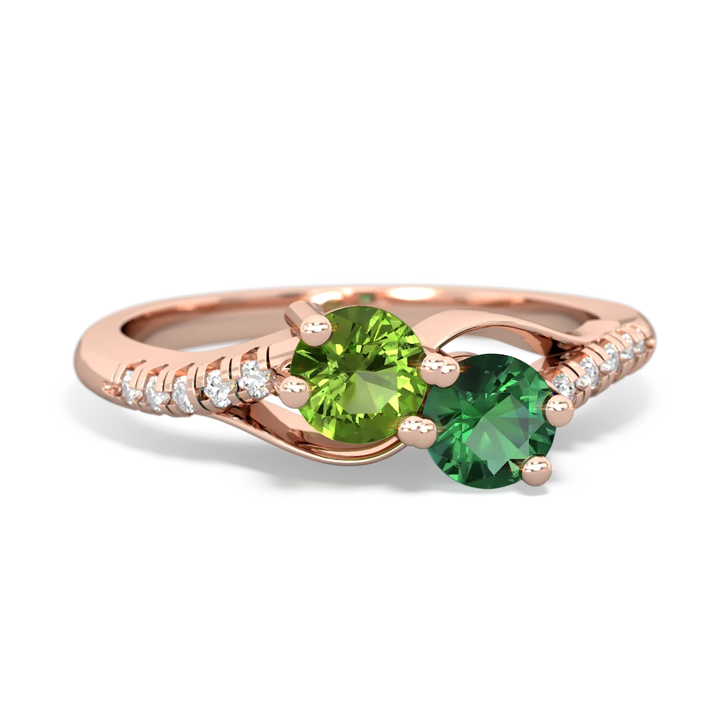 Peridot Infinity Pave Two Stone 14K Rose Gold ring R5285