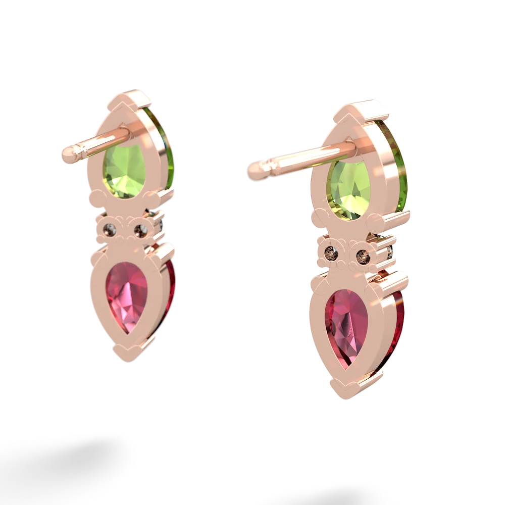 Peridot Bowtie Drop 14K Rose Gold earrings E0865