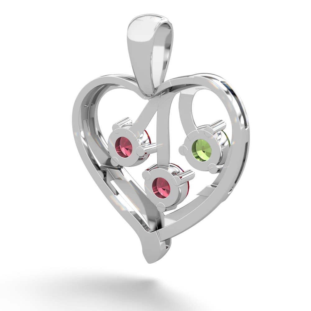 Peridot Glowing Heart 14K White Gold pendant P2233