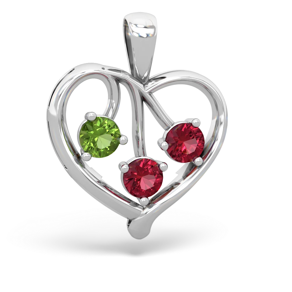 Peridot Glowing Heart 14K White Gold pendant P2233