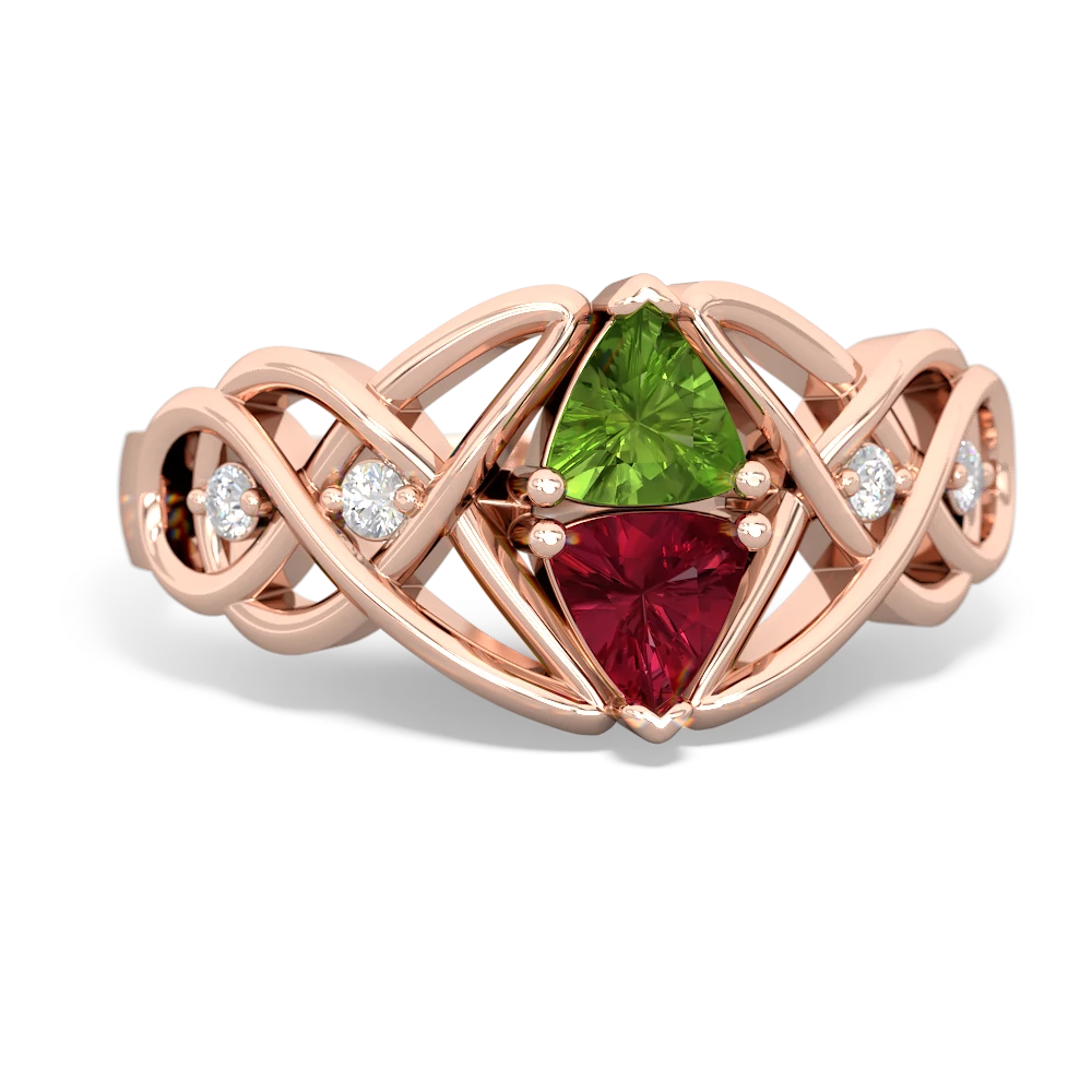 Peridot Keepsake Celtic Knot 14K Rose Gold ring R5300