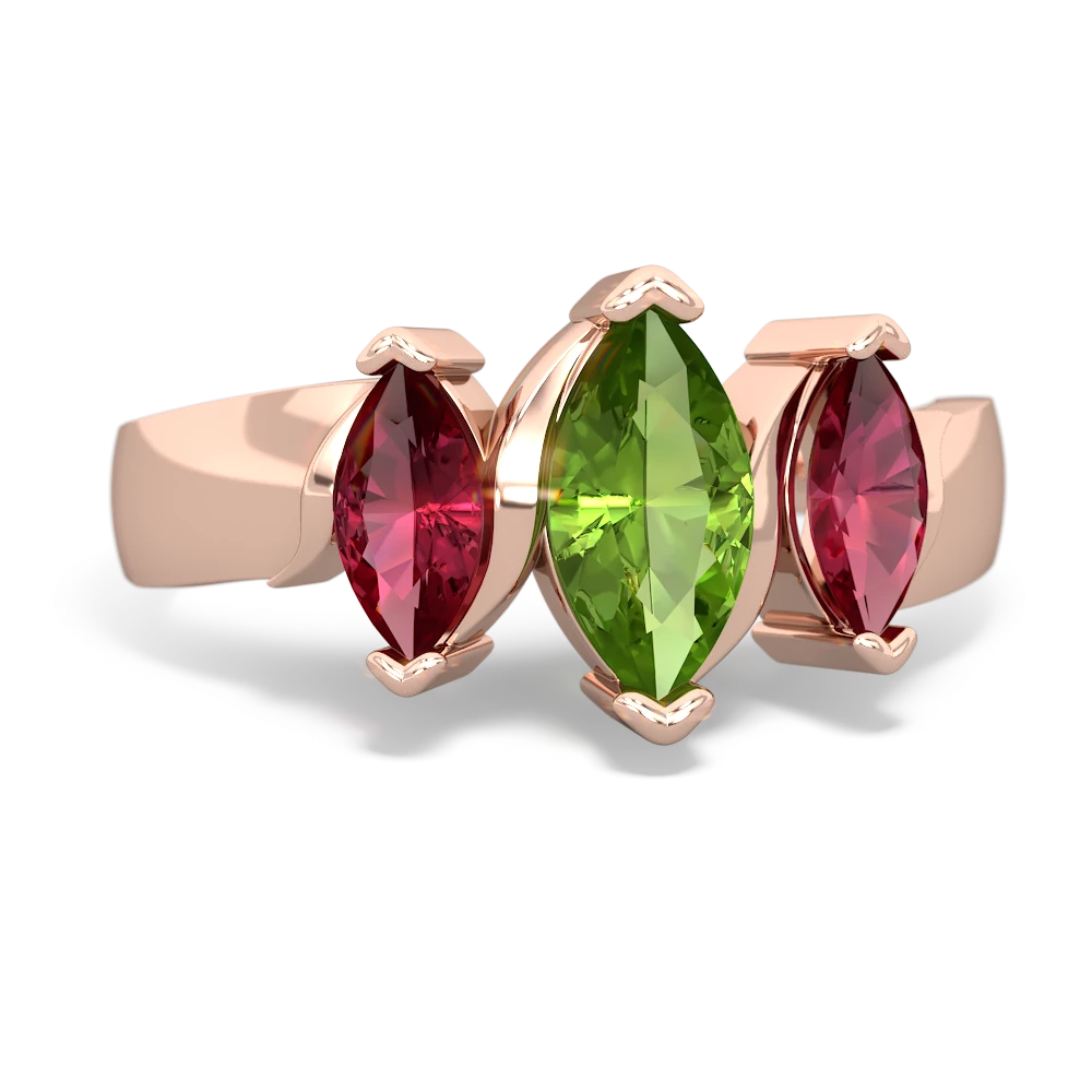 Peridot Three Peeks 14K Rose Gold ring R2433