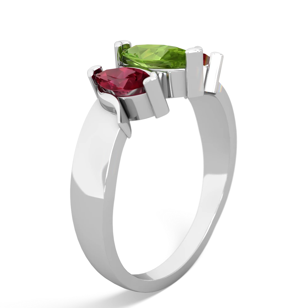 Peridot Three Peeks 14K White Gold ring R2433