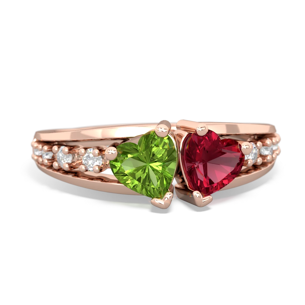 Peridot Heart To Heart 14K Rose Gold ring R3342