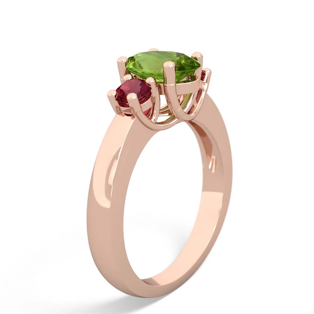 Peridot Three Stone Oval Trellis 14K Rose Gold ring R4024