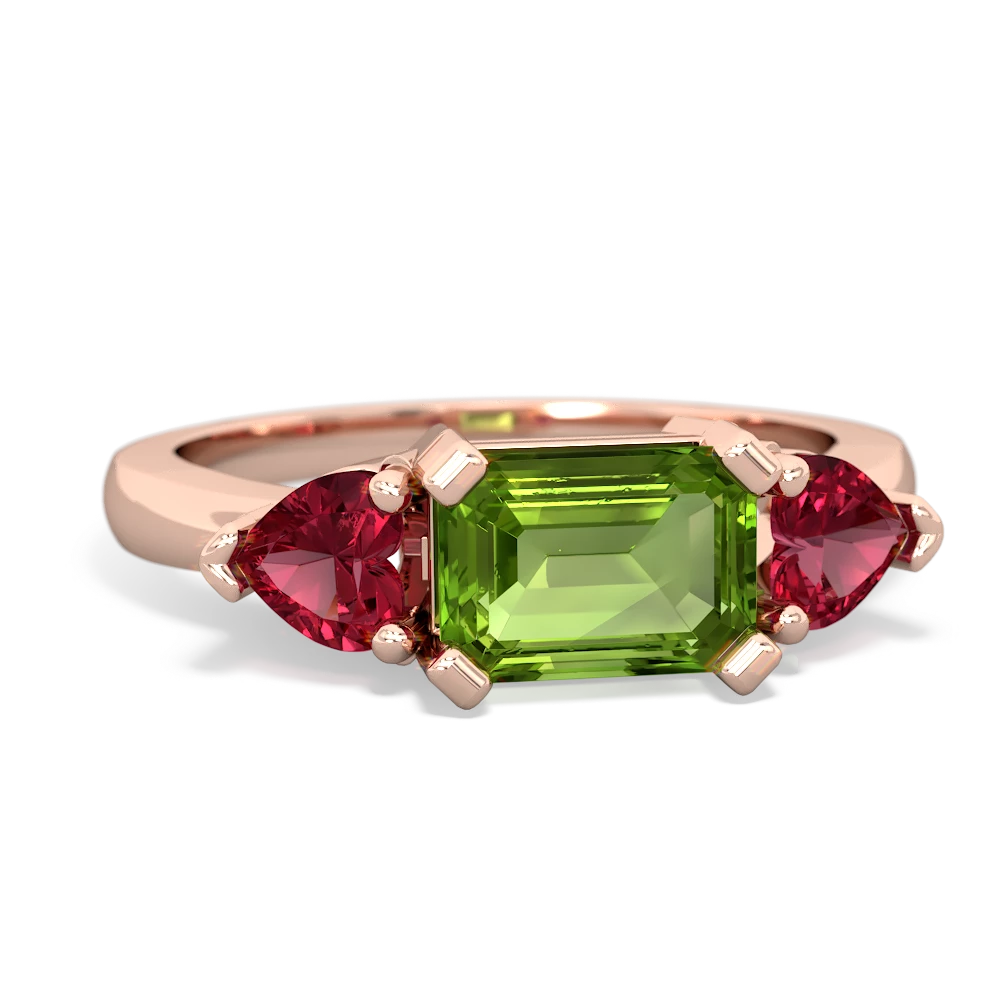 Peridot Three Stone 14K Rose Gold ring R5235