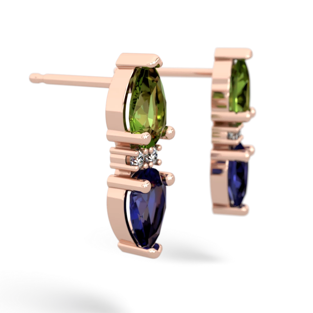 Peridot Bowtie Drop 14K Rose Gold earrings E0865