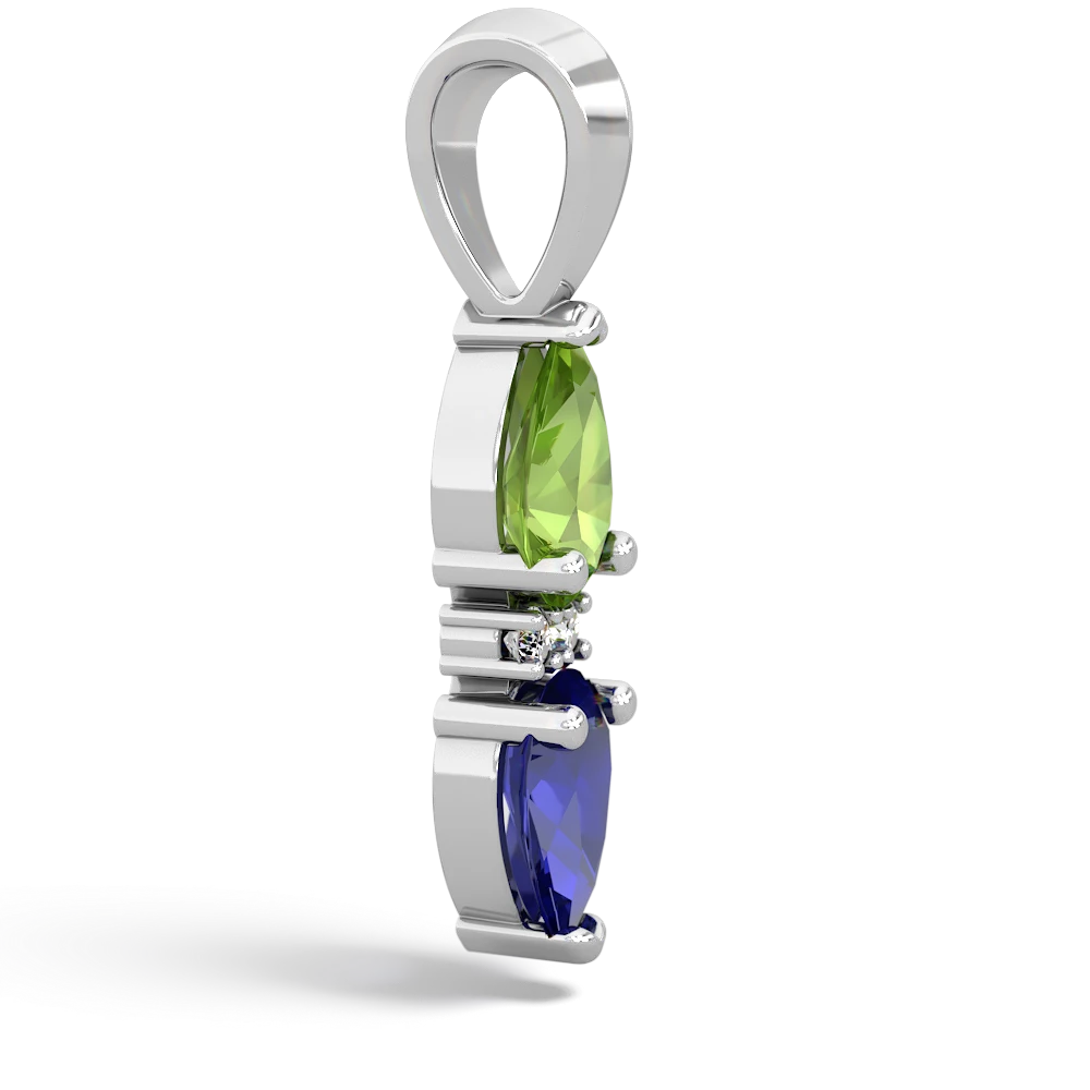 Peridot Bowtie Drop 14K White Gold pendant P0865