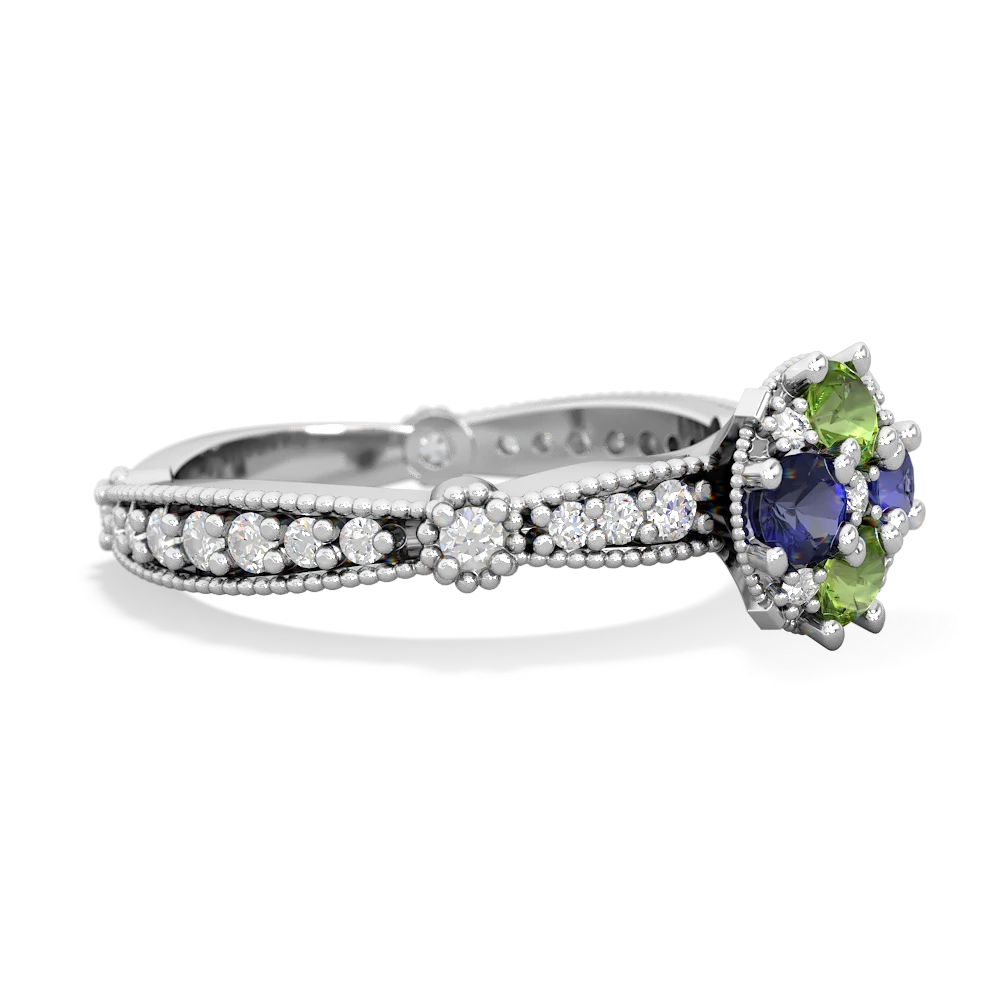 Peridot Sparkling Tiara Cluster 14K White Gold ring R26293RD