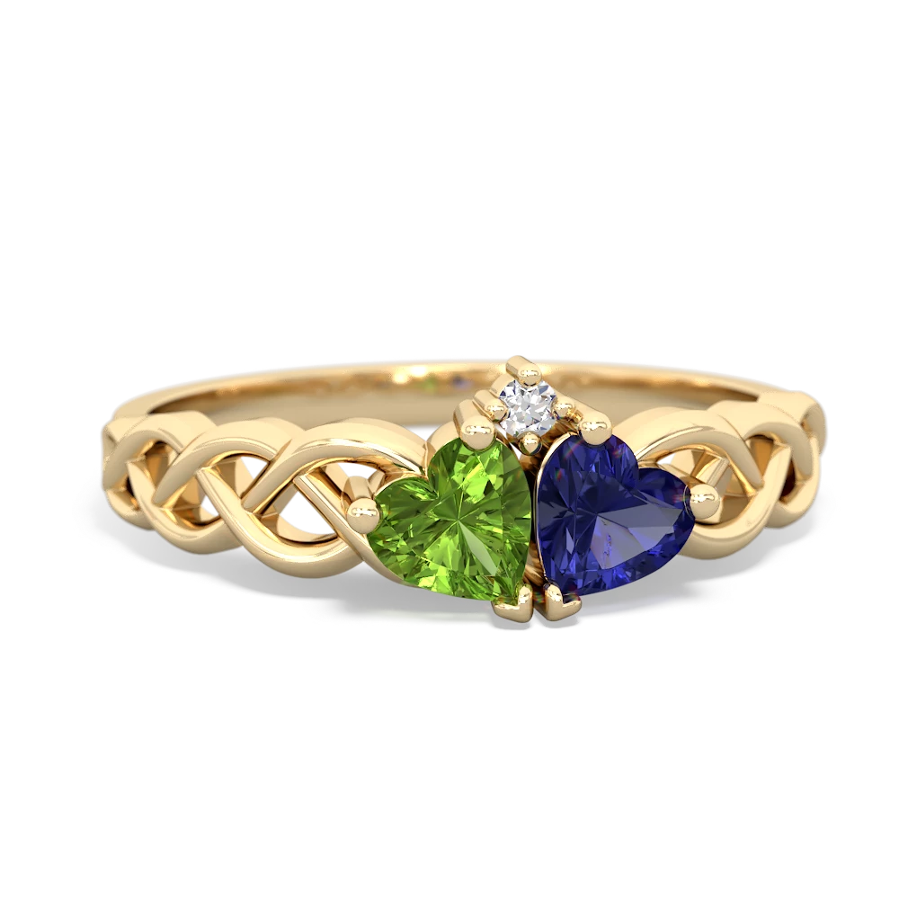 Peridot Heart To Heart Braid 14K Yellow Gold ring R5870