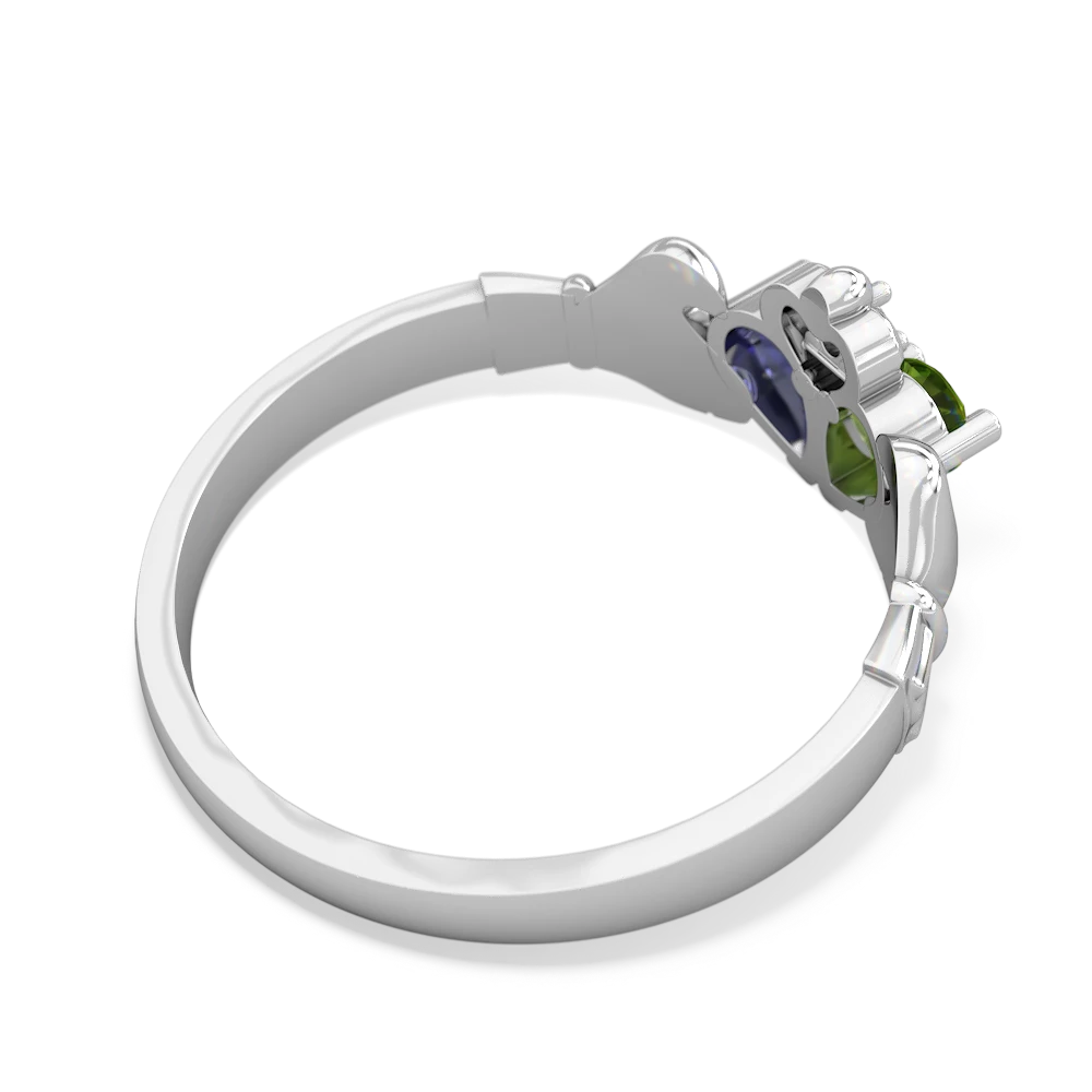 Peridot 'Our Heart' Claddagh 14K White Gold ring R2388