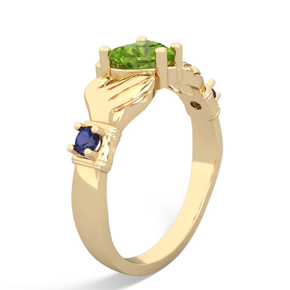 Claddagh Lab-Created Sapphire Ring in Solid 14K Yellow Gold 6