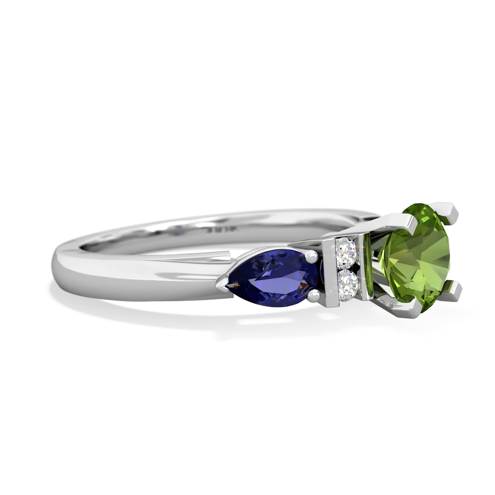 Peridot 6Mm Round Eternal Embrace Engagement 14K White Gold ring R2005