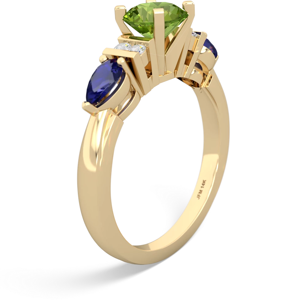 Peridot 6Mm Round Eternal Embrace Engagement 14K Yellow Gold ring R2005