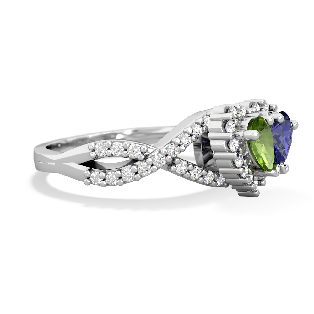 Peridot Diamond Twist 'One Heart' 14K White Gold ring R2640HRT