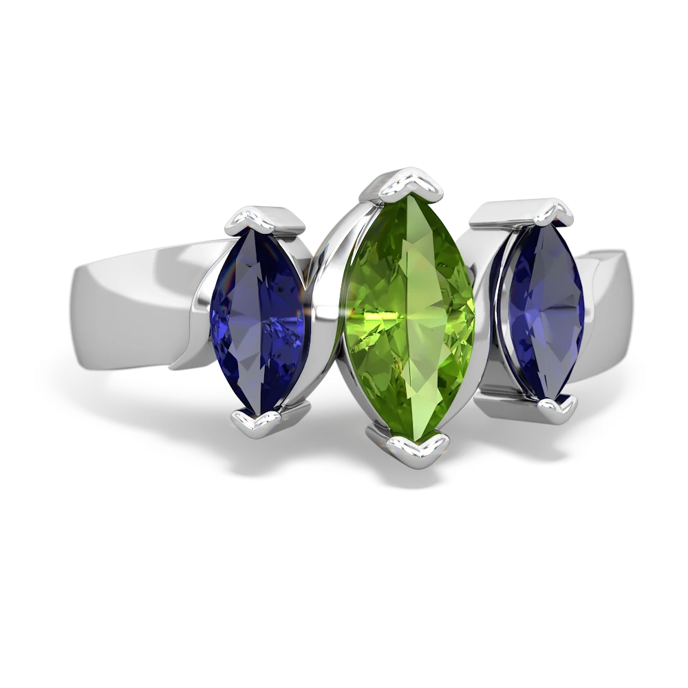 Peridot Three Peeks 14K White Gold ring R2433