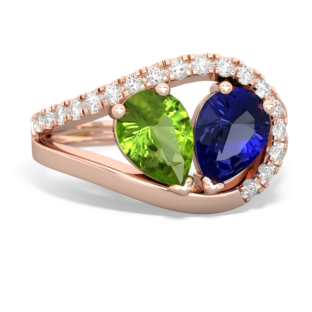 Peridot Nestled Heart Keepsake 14K Rose Gold ring R5650