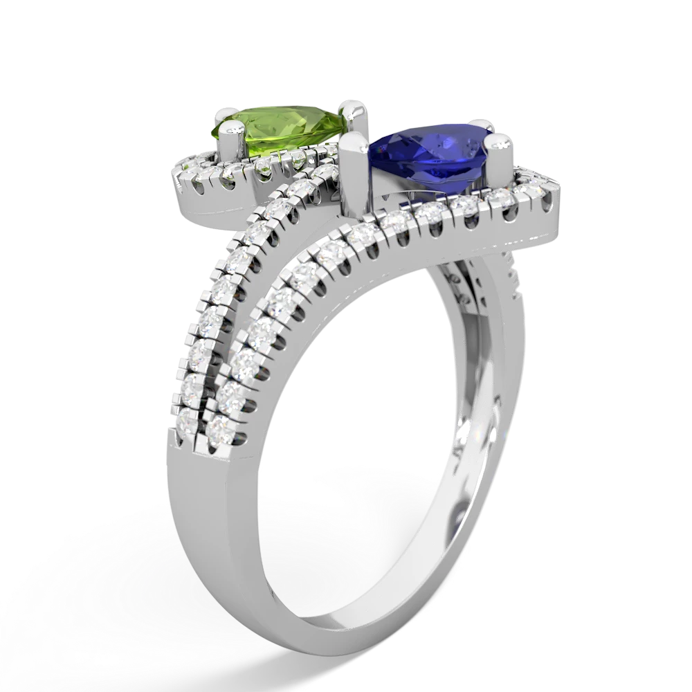 Peridot Diamond Dazzler 14K White Gold ring R3000