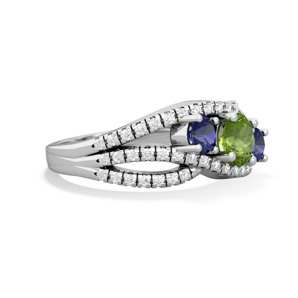 Peridot Three Stone Aurora 14K White Gold ring R3080