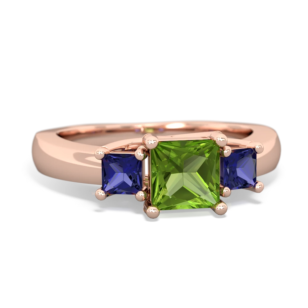 Peridot Three Stone Trellis 14K Rose Gold ring R4015