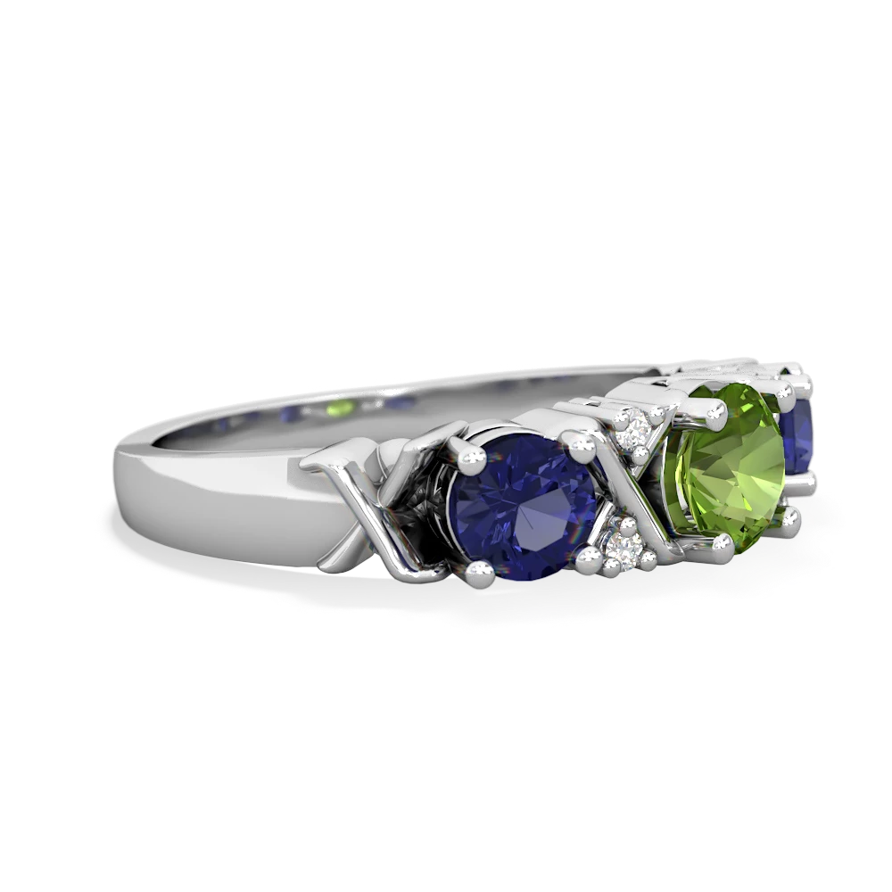 Peridot Hugs And Kisses 14K White Gold ring R5016