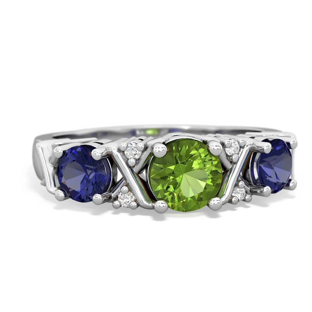 Peridot Hugs And Kisses 14K White Gold ring R5016