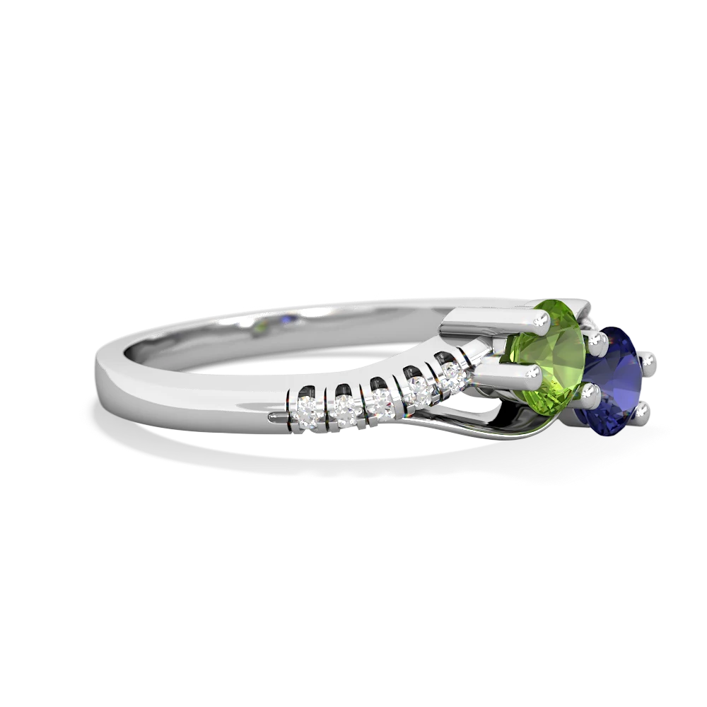 Peridot Infinity Pave Two Stone 14K White Gold ring R5285