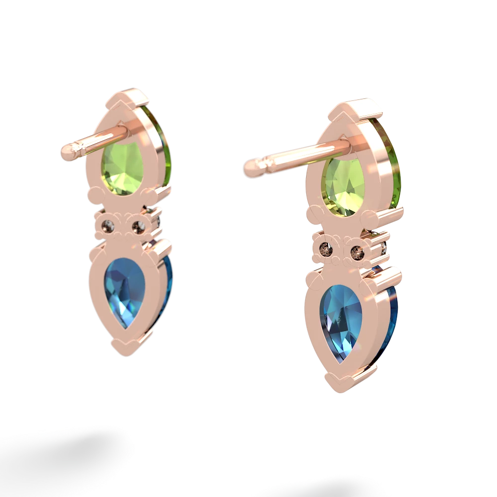 Peridot Bowtie Drop 14K Rose Gold earrings E0865