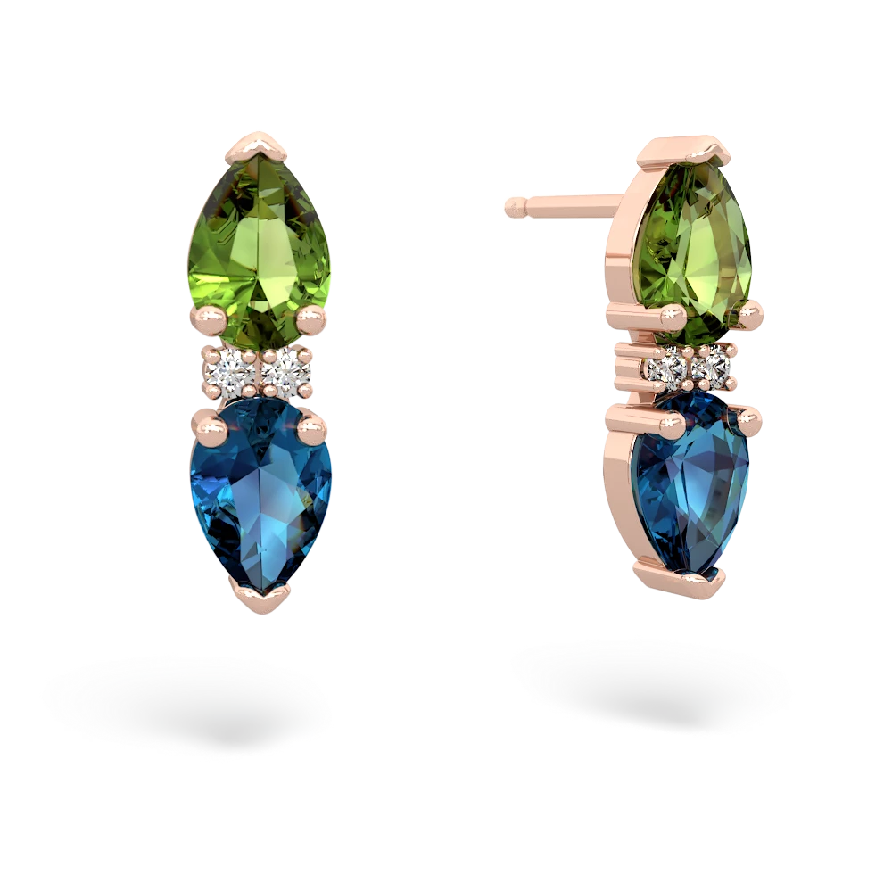 Peridot Bowtie Drop 14K Rose Gold earrings E0865