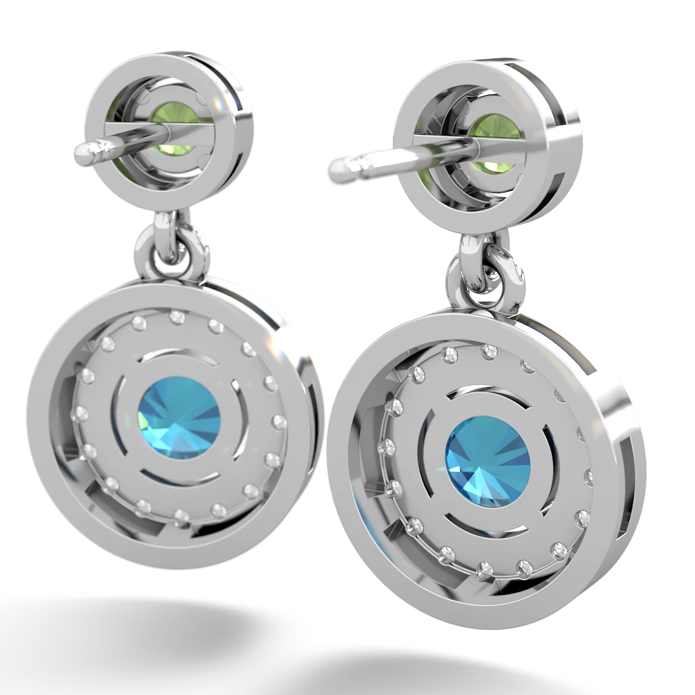 Peridot Halo Dangle 14K White Gold earrings E5319