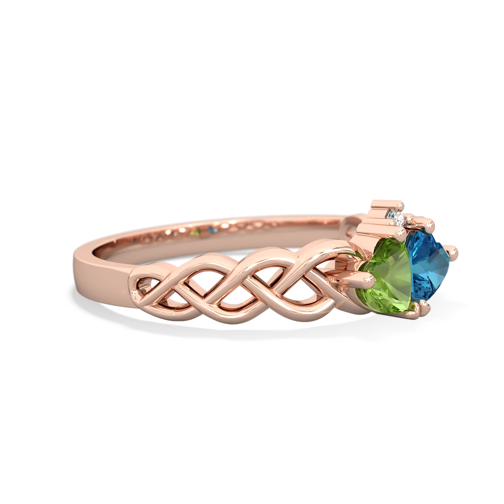 Peridot Heart To Heart Braid 14K Rose Gold ring R5870