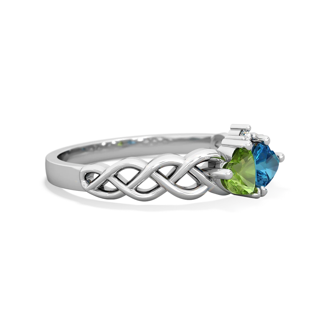 Peridot Heart To Heart Braid 14K White Gold ring R5870