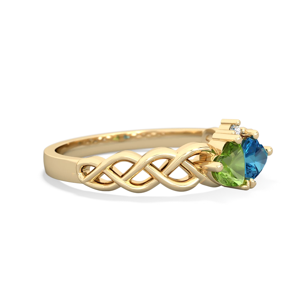 Peridot Heart To Heart Braid 14K Yellow Gold ring R5870