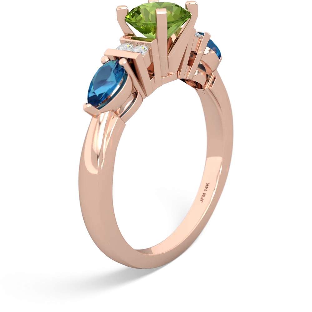 Peridot 6Mm Round Eternal Embrace Engagement 14K Rose Gold ring R2005