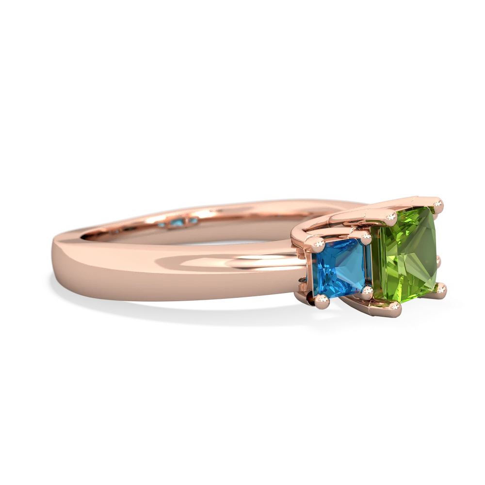 Peridot Three Stone Trellis 14K Rose Gold ring R4015