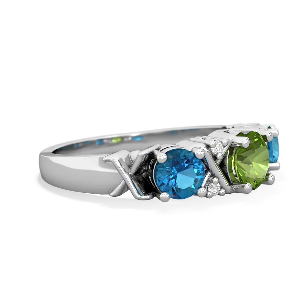 Peridot Hugs And Kisses 14K White Gold ring R5016