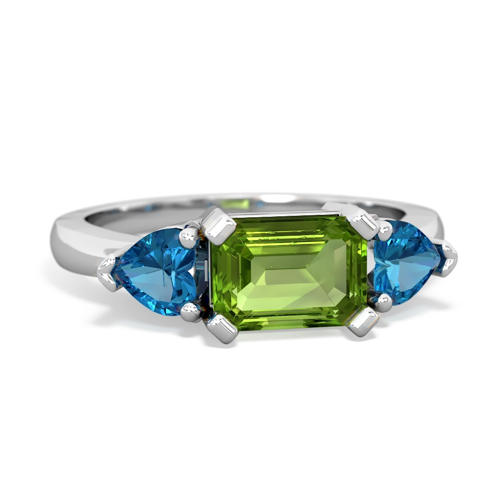 Peridot Three Stone 14K White Gold ring R5235