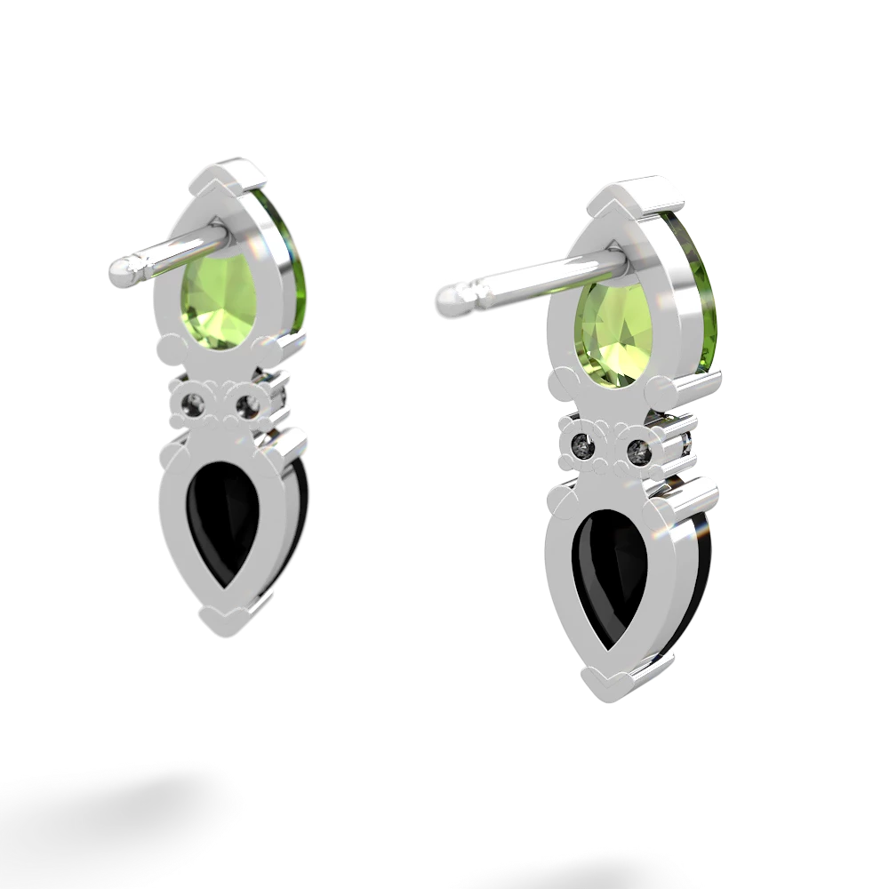 Peridot Bowtie Drop 14K White Gold earrings E0865