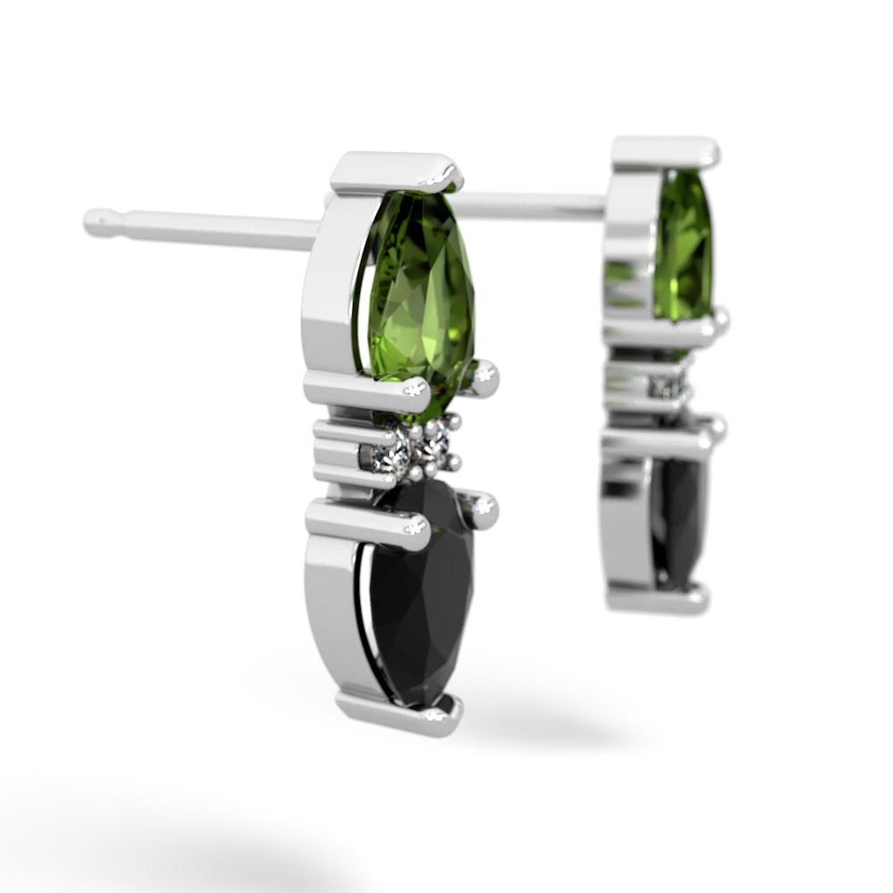 Peridot Bowtie Drop 14K White Gold earrings E0865