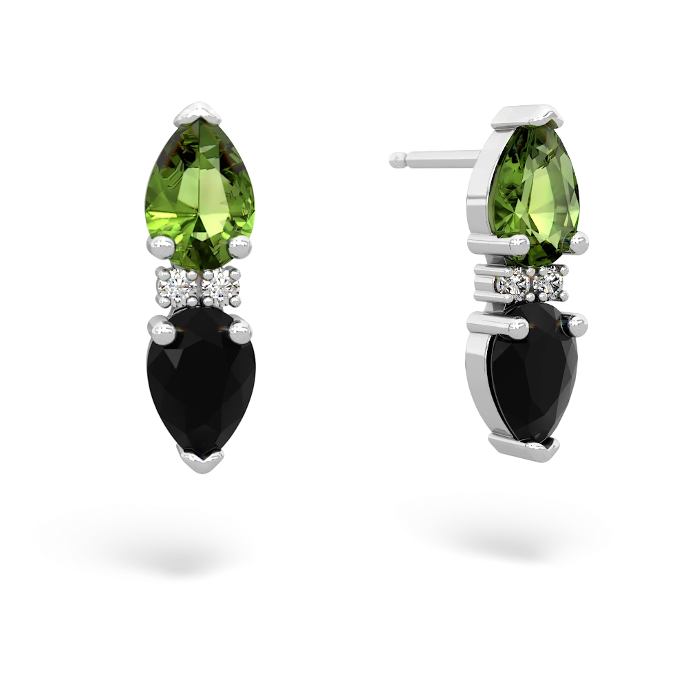 Peridot Bowtie Drop 14K White Gold earrings E0865