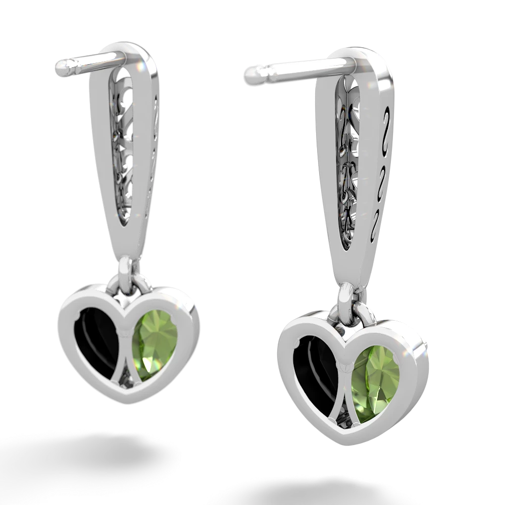 Peridot Filligree Heart 14K White Gold earrings E5070